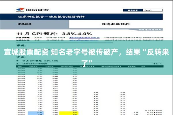 宣城股票配资 知名老字号被传破产，结果“反转来了”