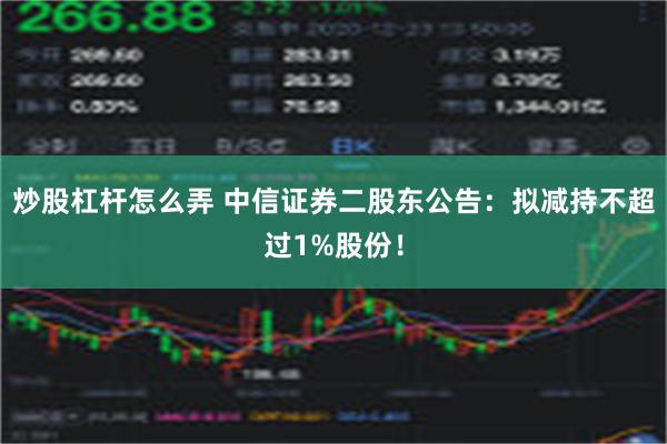 炒股杠杆怎么弄 中信证券二股东公告：拟减持不超过1%股份！